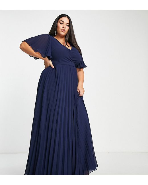 ASOS Curve DESIGN Curve exclusive maxi dress with kimono sleeve and tie waist in pleat