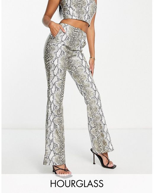 Asos Design Hourglass faux leather flare pants in snake print part of a set-