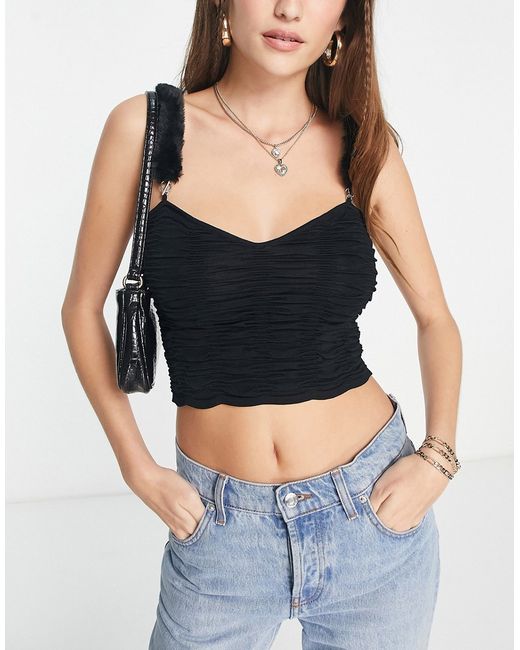 Urban Revivo ruched tank top with strap trim detail in