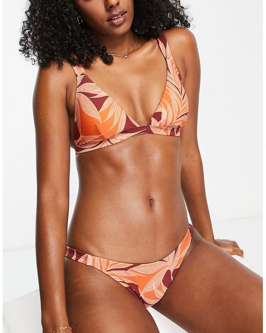 Accessorize triangle bikini top in tropical print-