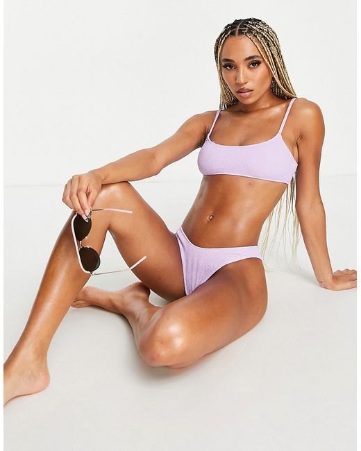 Public Desire scrunch crop bikini top in lilac-