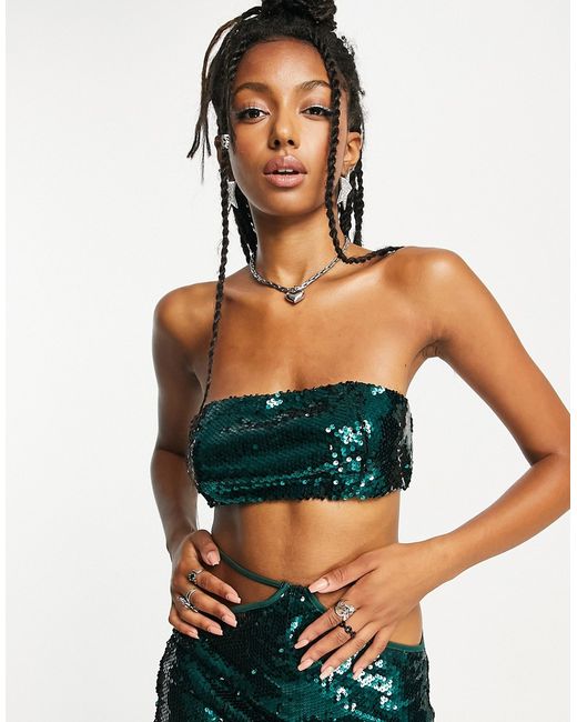 Kyo The Brand sequin bandeau crop top 3 piece in part of a set