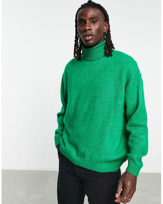 Asos Design fluffy knit turtle neck sweater in bright