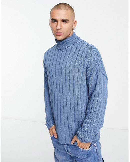 Asos Design oversized wide ribbed turtle neck sweater in