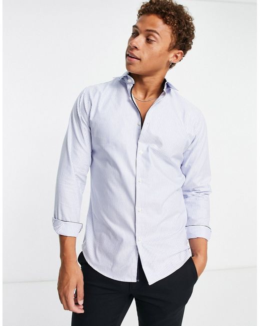 Selected Homme slim fit easy iron smart shirt in light