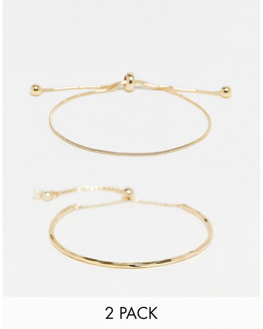 Asos Design pack of 2 bracelets with simple toggle detail in tone