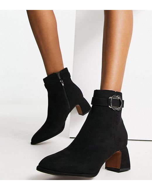 River Island Wide Fit hardware detail heeled ankle boot in