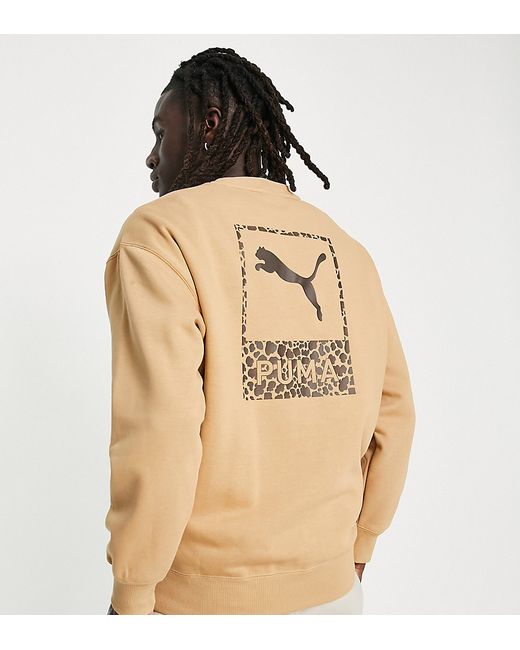 Puma Classics safari back print sweatshirt in tan Exclusive to