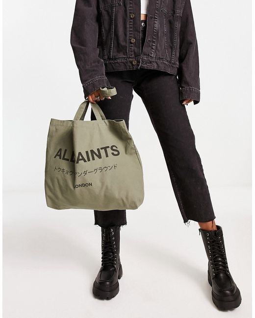 AllSaints tote bag in khaki-