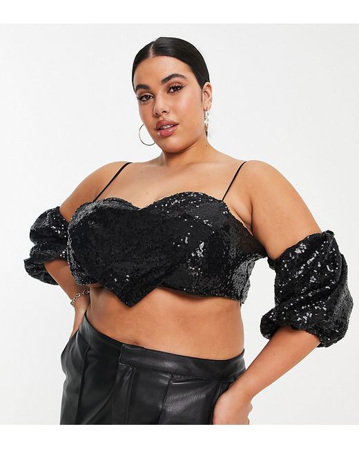 Collective the Label Curve exclusive sequin heart crop top in part of a set
