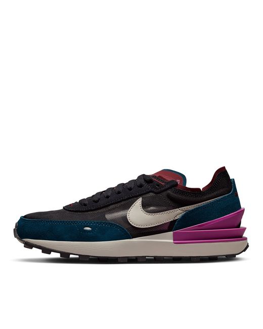 Nike Waffle One sneakers in green and purple