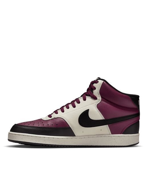 Nike Court Vision Mid Next sneakers in burgundy-