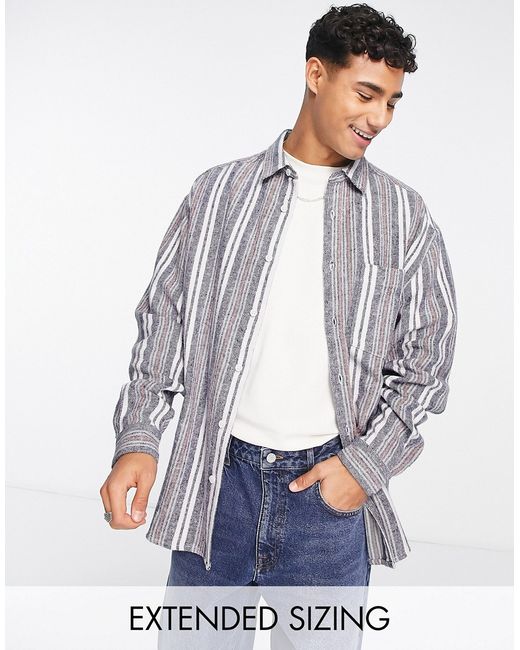 Asos Design 90s oversized shirt in brushed flannel stripe-