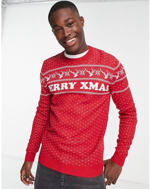 Jack & Jones Originals christmas fairisle sweater in