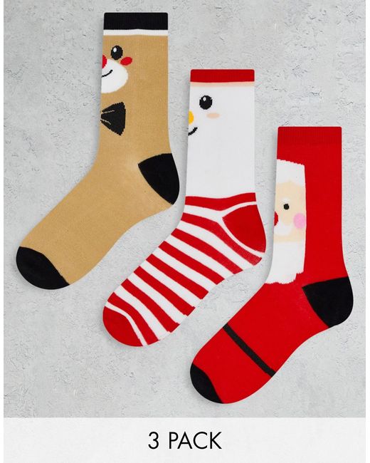 Brave Soul Christmas novelty 3 pack socks in multi-