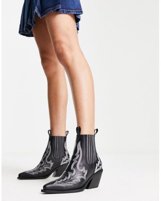Asos Design Roxanne contrast stitch western boots in