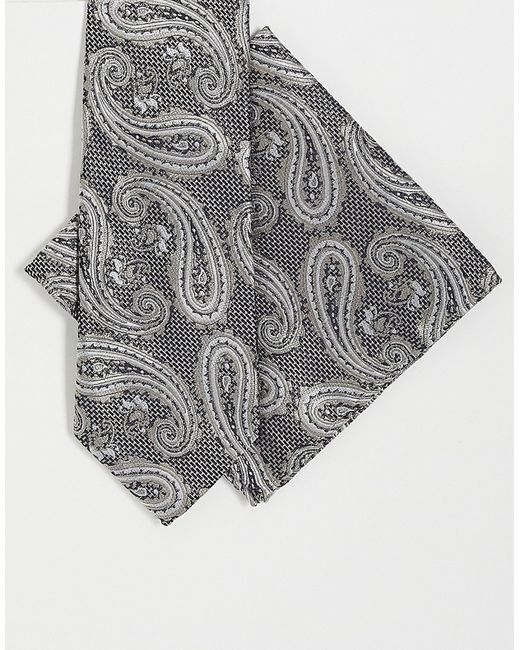 River Island paisley tie and pocket square set in