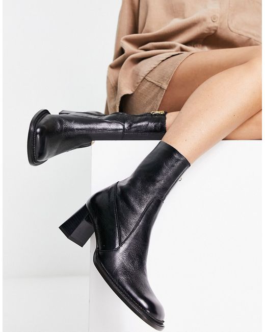 Asos Design Rueben premium leather mid-heeled boots in