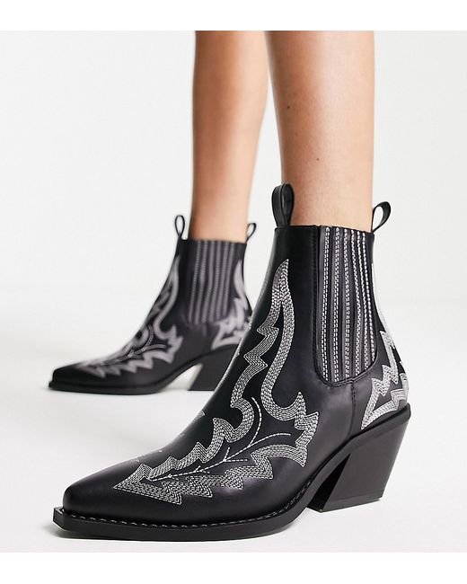 Asos Design Wide Fit Roxanne contrast stitch western boots in