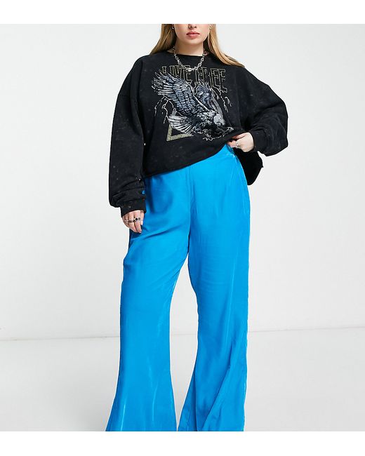 Native Youth Plus high waist flare pants in pop velvet part of a set
