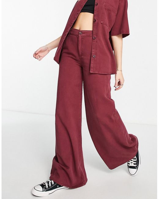 Asos Design relaxed dad pants in wine part of a set-