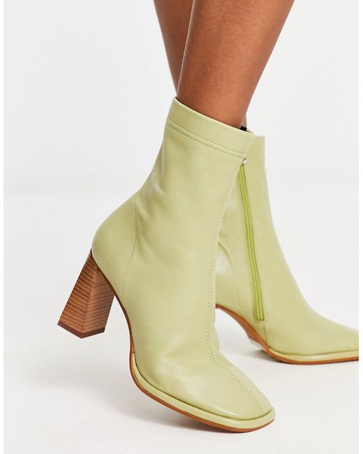 Asos Design Echo premium leather heeled sock boots in