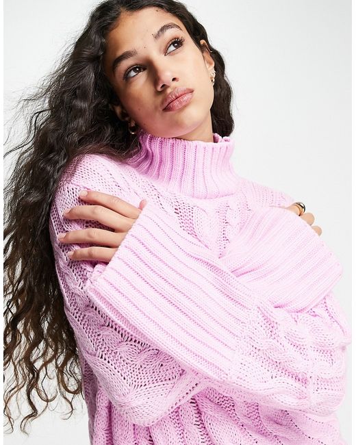 Asos Design high neck sweater in chunky cable knit
