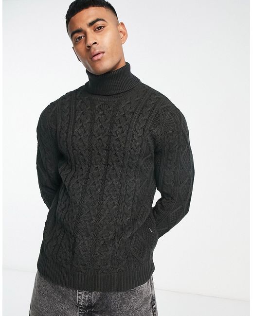 Only & Sons chunky cable knit turtle neck sweater in
