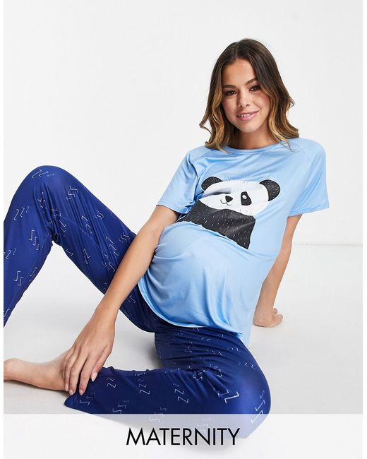 Loungeable Maternity bamboozled panda legging pajama set in