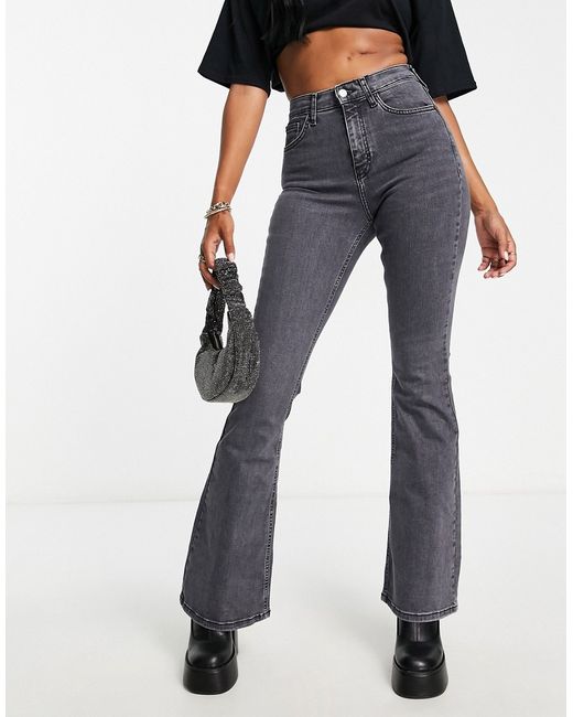 Topshop Hourglass Jamie flare jeans in washed