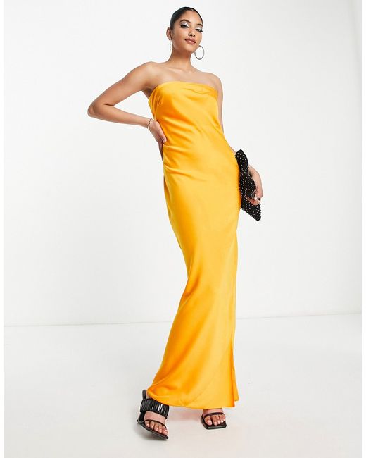 Asos Design satin bandeau maxi dress with cowl back in