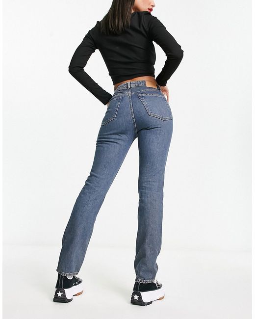 Weekday City high waist slim leg jeans in Lapis