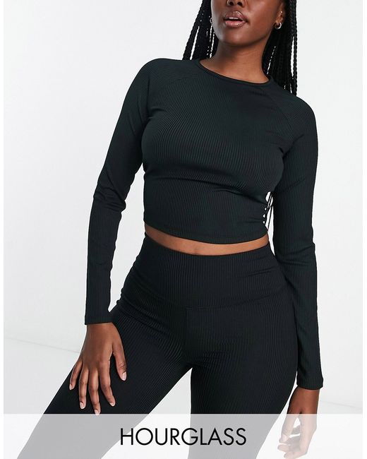 Asos 4505 Hourglass long sleeve training top in rib part of a set-