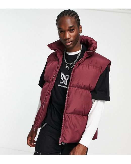 Collusion puffer vest in burgundy-