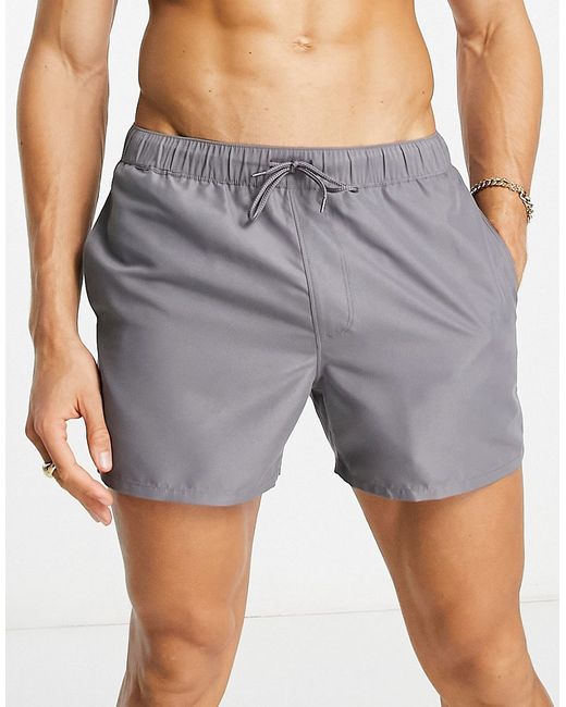 Asos Design swim shorts in short length charcoal-