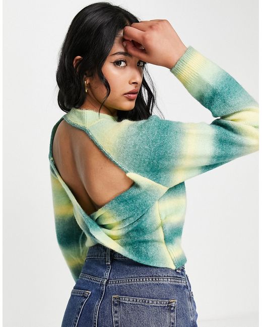Lola May open twist back sweater in space dye