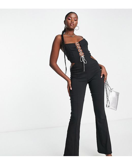 AsYou diamante detail lace up jumpsuit in
