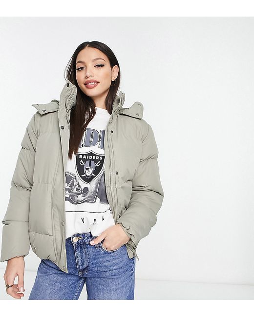 Brave Soul bunny hooded puffer jacket in sage