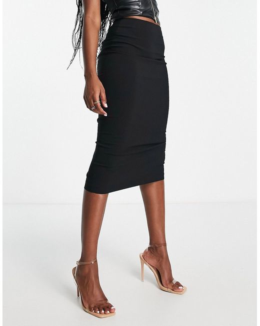 Asos Design high waist midi pencil skirt in