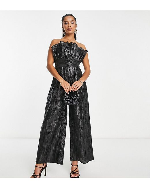 Collective The Label Petite exclusive ruched waist bandeau jumpsuit in