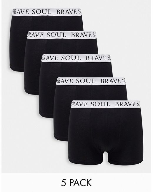 Brave Soul 5 pack boxers with logo waistband in