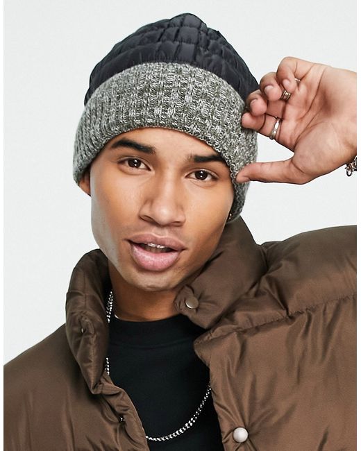 Boardmans quilted padded beanie hat in