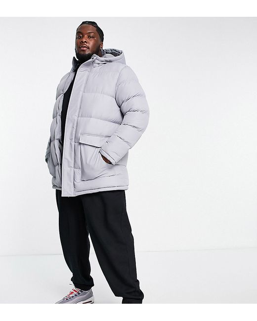 French Connection Plus longline padded parka with hood in light