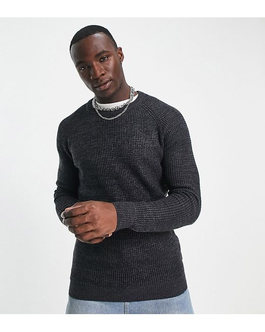 French Connection Tall medium stitch raglan sweater in charcoal-