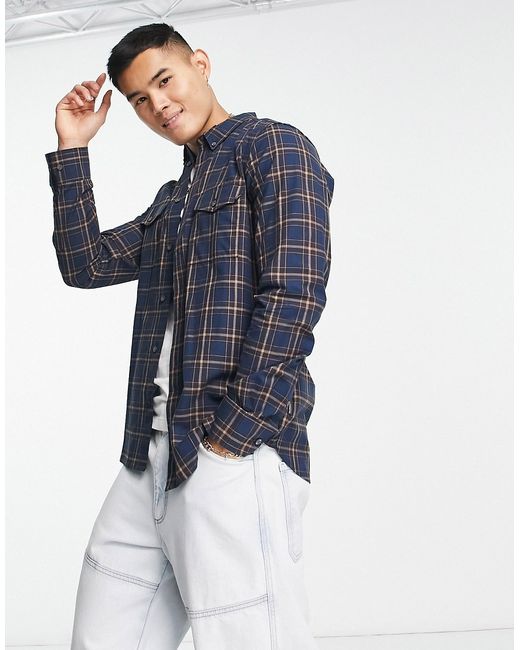 French Connection long sleeve 2 pocket check flannel shirt in