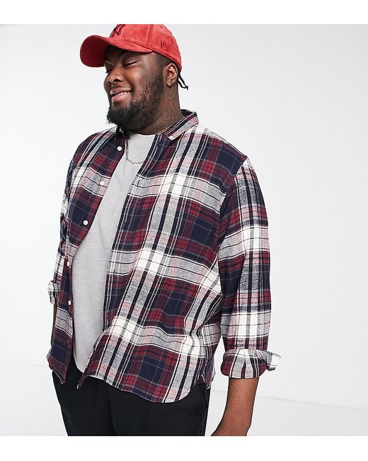 French Connection Plus long sleeve multi plaid flannel shirt in chateux-