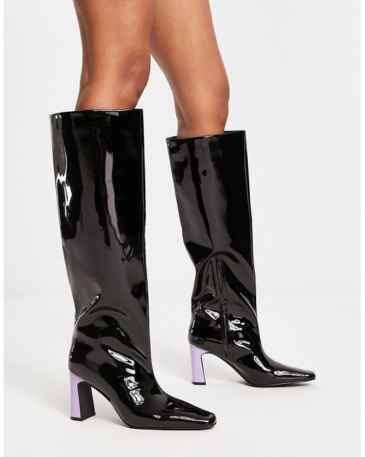 Na-Kd straight fit boots with contrast heel in patent