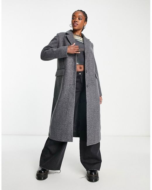 Weekday Daphne double breasted formal maxi coat in dark