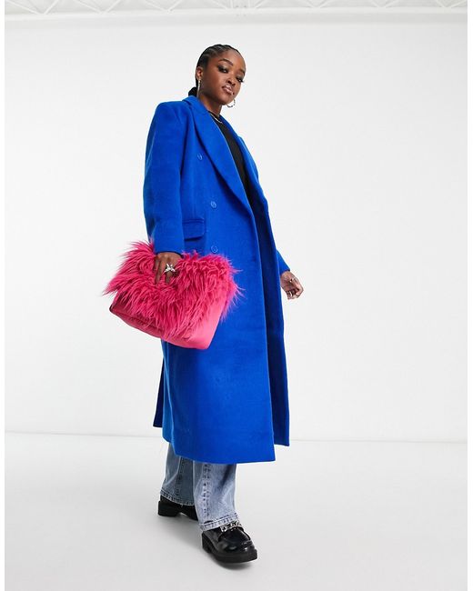 Weekday Alex wool mix coat in blue-