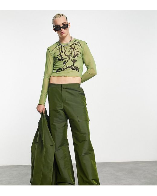 Collusion straight pants in khaki part of a set-